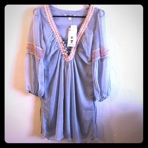 *NWT*Gray Dress with Orange & White Chevron Detail